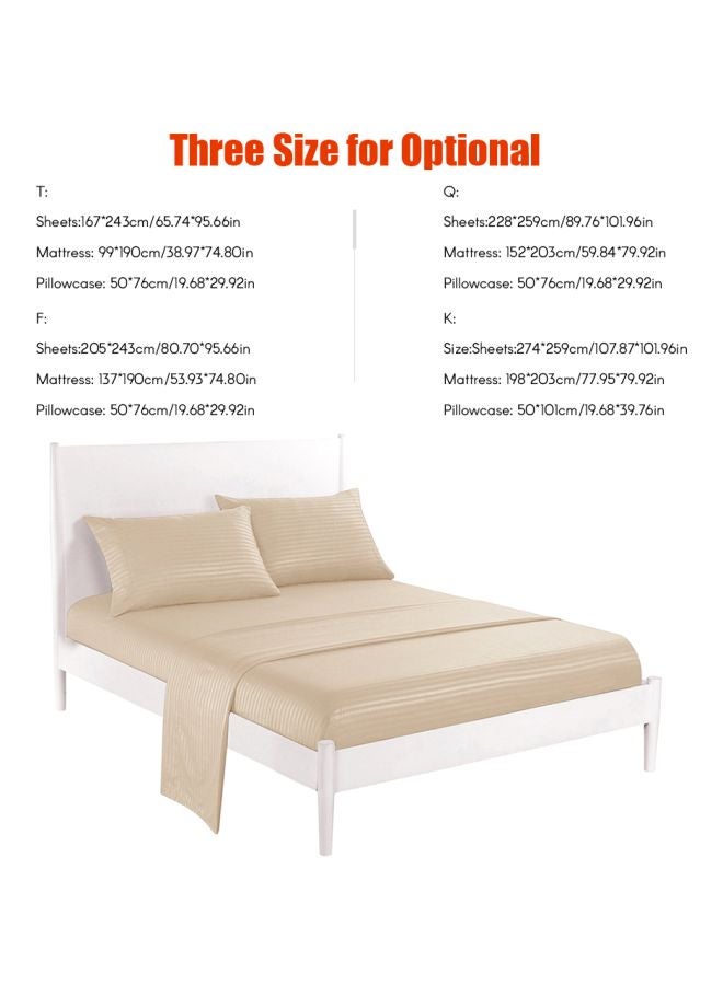 4-Piece Bedsheet With Mattress Set Polyester Beige Queen - Image 5