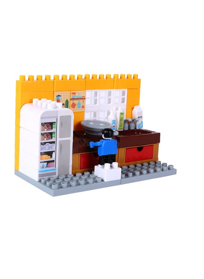 جولد كيدز مجموعة مكعبات بناء صغيرة بتصميم مطبخ مكونة من 63 قطعة طراز HJ-35002D - Image 2