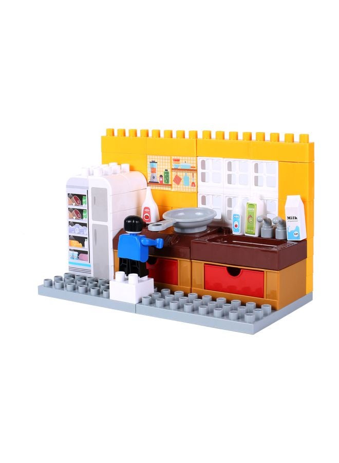 جولد كيدز مجموعة مكعبات بناء صغيرة بتصميم مطبخ مكونة من 63 قطعة طراز HJ-35002D - Image 3