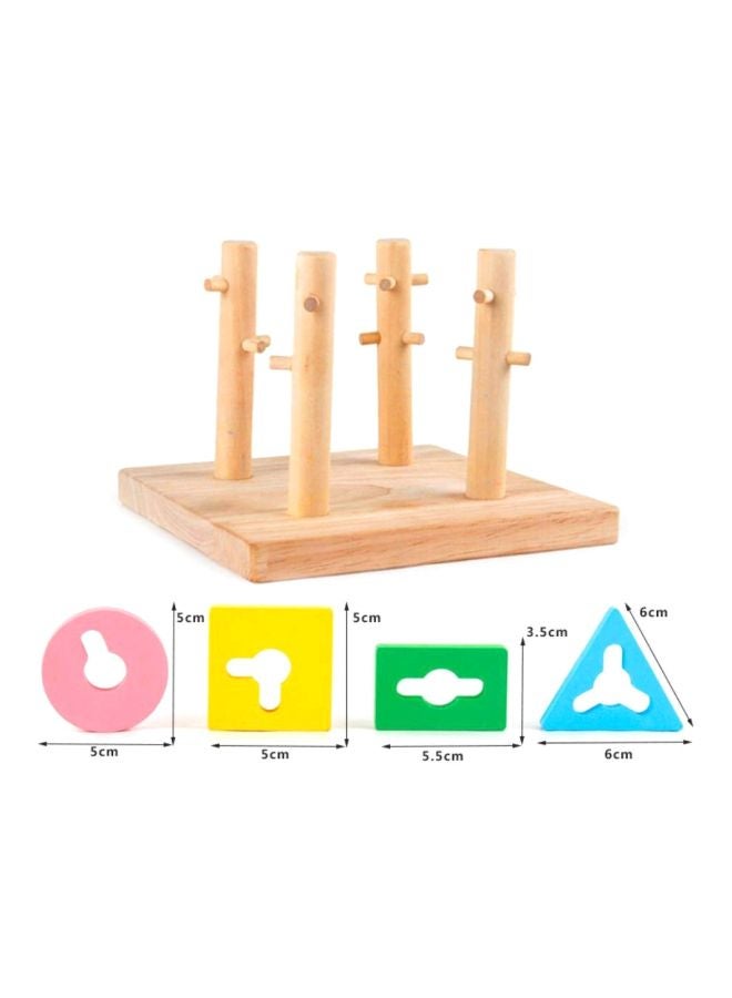 مجموعة أحجيات قطع تركيب خشبية بتصميم أشكال هندسية مكونة من 4 أعمدة 15x15x11.5سم - Image 3