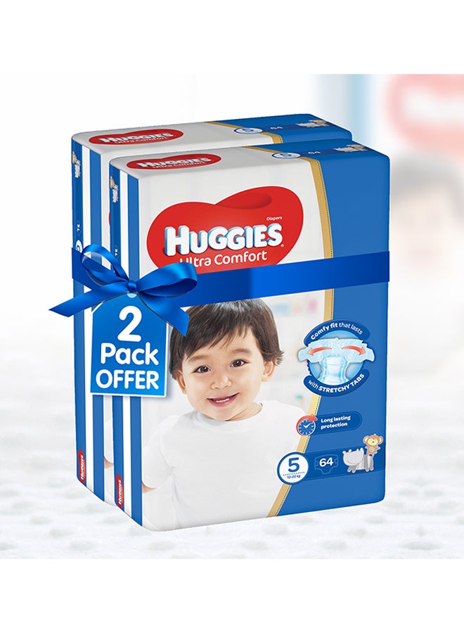 هجيز حفاضات مريحة للغاية، مقاس 5، عبوة جامبو، لوزن 12-22 كجم، 128 حفاضة - Image 2