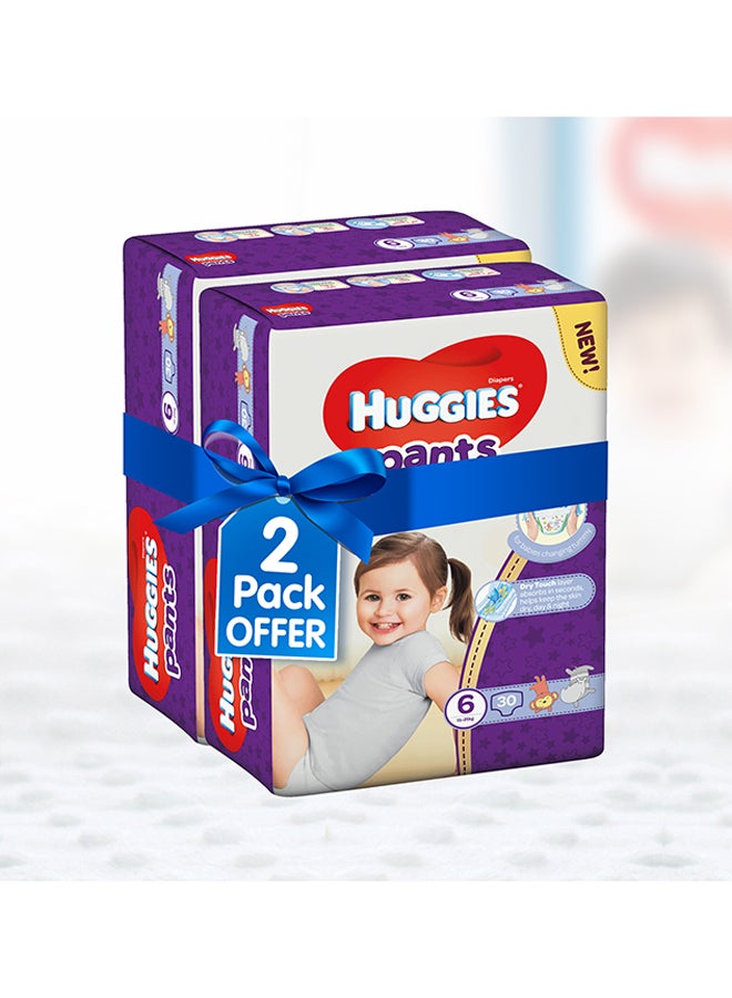 Huggies Extra Care Baby Pants Diapers, Size 6, 15 - 25 Kg, 60 Count (30 x 2) - Mega Pack, Cloud Soft Comfort, Dry Touch Layer  - Image 3