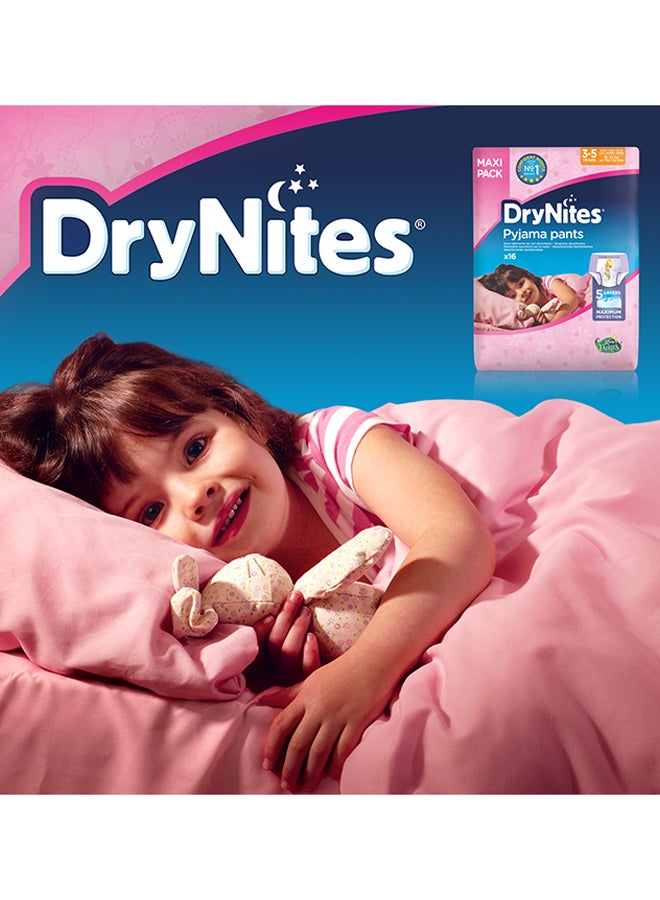 Huggies - Dry Nites Pyjama Pants, 16 - 23 Kg, 3 - 5 Years, 64 Count (16 x 4) - Girls, Jumbo Pack, Maximum 5 Layer Protection, Disney Fairies - Image 1