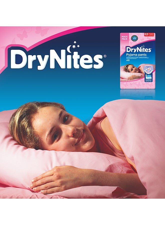 Huggies - DryNites Pyjama Pants, 8-13 years, Bed Wetting Diaper, Girls, 30-48 kg, 4 x Jumbo Packs, 52 Pants - Image 1