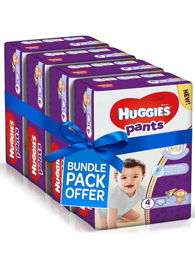 Huggies - Extra Care Baby Pants Diapers, Size 4, 9 - 14 Kg, 144 Count (36 x 4) - Super Mega Pack, Cloud Soft Comfort, Dry Touch Layer - Image 1