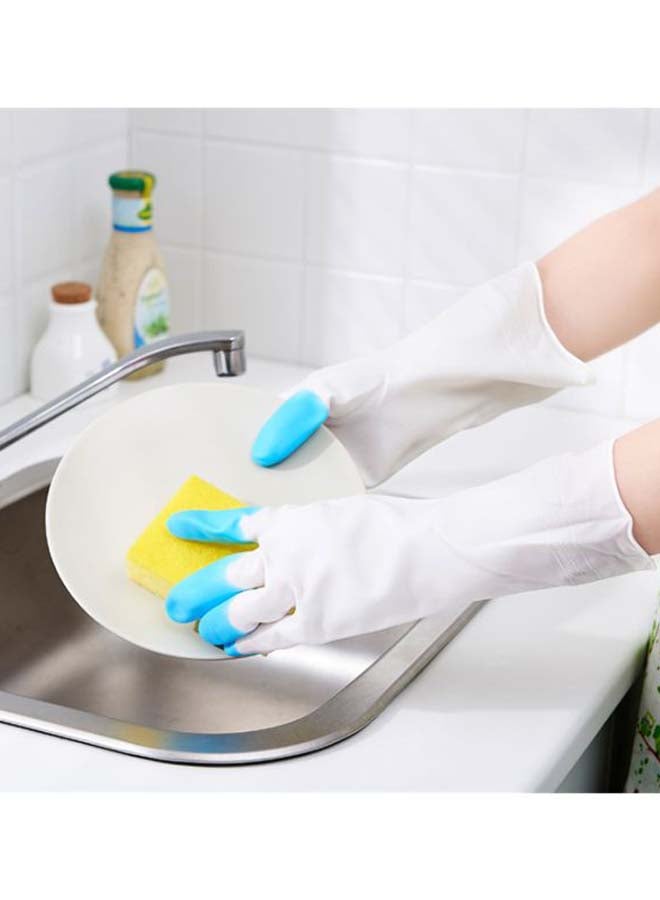 Two Tone Cleaning Hand Gloves White/Blue M - Image 2