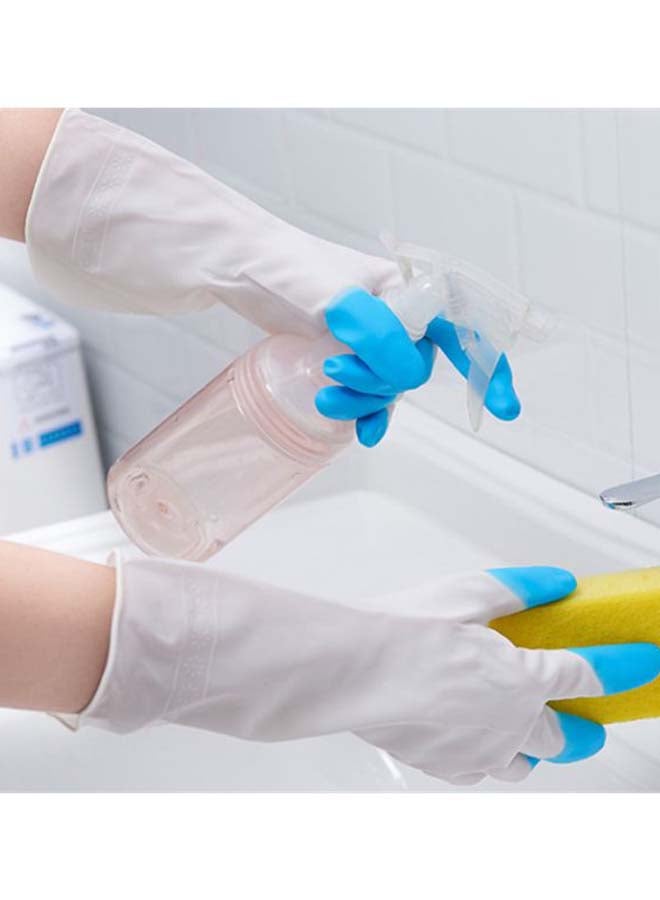 Two Tone Cleaning Hand Gloves White/Blue M - Image 3