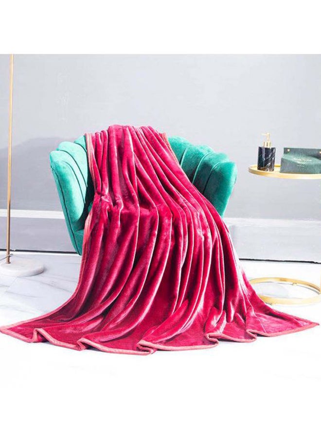 Plain Bed Blanket Polyester Red