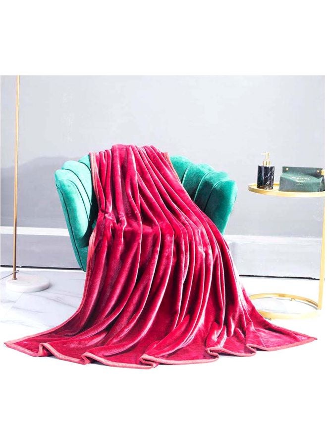 بطانية سادة ناعمة الملمس بوليستر أحمر 220x240سم