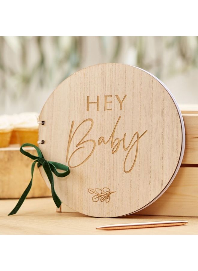 جينجر راي كتاب خشبي مطبوع عليه عبارة "Hey Baby" 22x21.5سم - Image 2