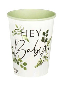 Ginger Ray 8-Piece Botanical Hey Baby Shower Party Cups BAB-120 8x9cm  - Image 1