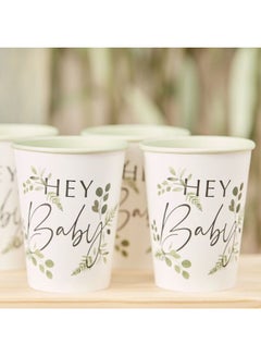Ginger Ray 8-Piece Botanical Hey Baby Shower Party Cups BAB-120 8x9cm  - Image 2