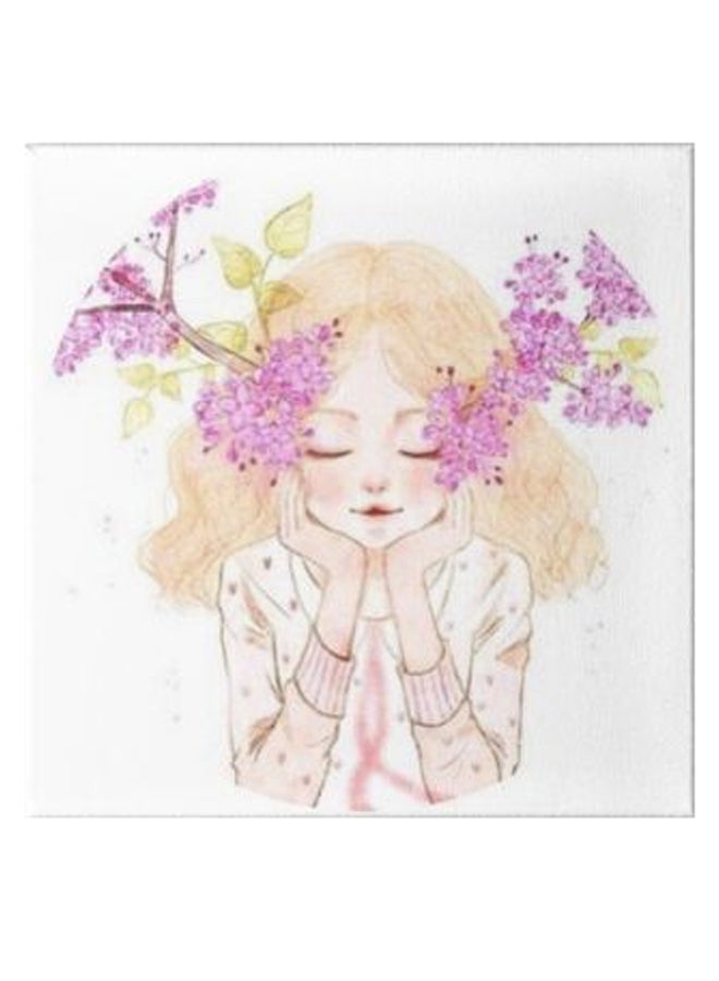 Animation Hidden Frame Canvas Wall Painting White/Pink/Beige 50 x 50cm - Image 1