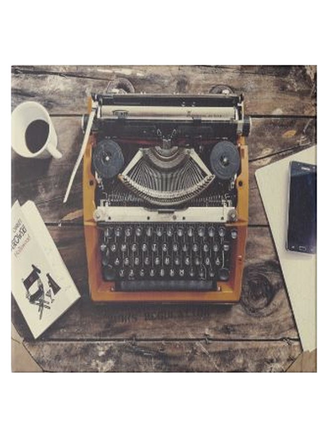 Old Writing Machine Hidden Frame Canvas Wall Painting Multicolour 50 x 50cm  - Image 1