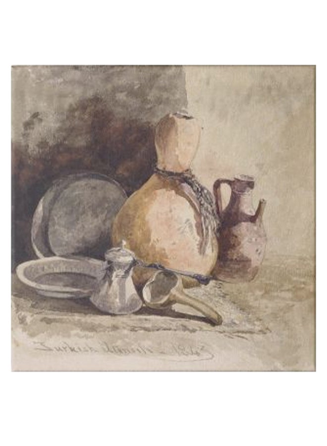Old Pots Hidden Frame Canvas Wall Painting Beige/Grey 50 x 50cm - Image 1