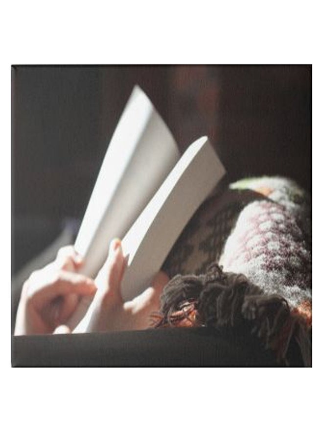 لوحة فنية من قماش الكانفاس بإطار مخفي بتصميم كتاب أبيض/ أسود 50 x 50سم - Image 1