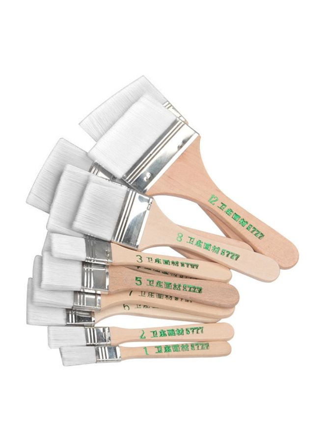 12-Piece Flat Hair Painting Brush Set White/Beige/Silver 12x2.8, 13x2.9, 14x2.9, 15x2.9, 15x3, 15x3.1, 16x3.1, 16x3.2, 16x3.3, 16.5x3.3, 17.5x3.5centimeter