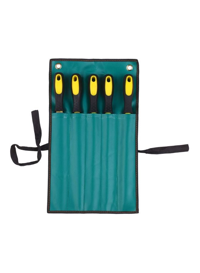 5-Piece File Set With Storage Bag Black/Yellow/Silver 10inch  - Image 1