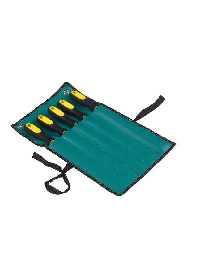 5-Piece File Set With Storage Bag Black/Yellow/Silver 10inch  - Image 2