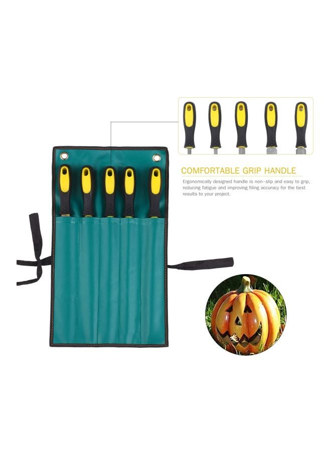 5-Piece File Set With Storage Bag Black/Yellow/Silver 10inch  - Image 3