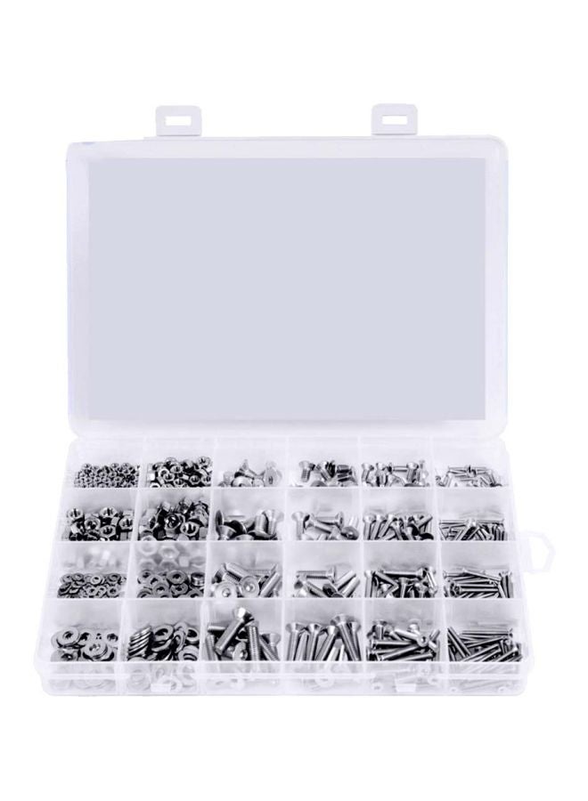880-Piece Stainless Steel Screw Set With Storage Box Silver/Clear  - Image 1