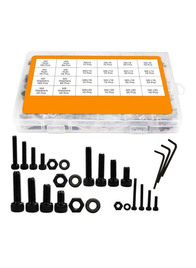 1060-Piece Carbon Steel Screw Set With Storage Box Black/Clear  - Image 1