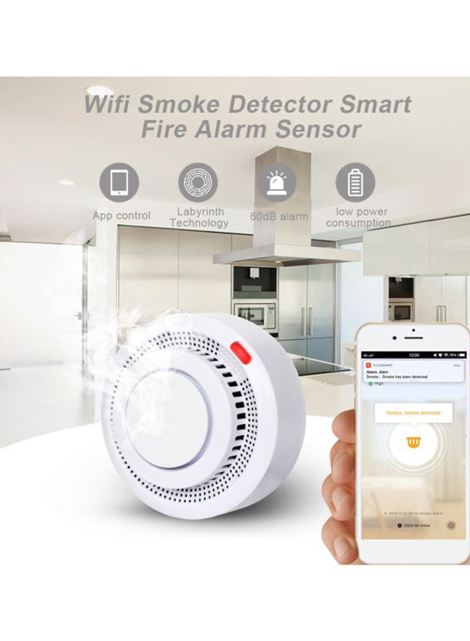 Generic - Wi-Fi Fire Alarm Sensor White/Red 8.6cm - Image 1