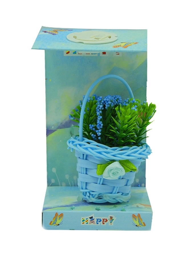 BABAZAM Decorative Flower Basket Blue/Green 7.5x13x6.3cm  - Image 1
