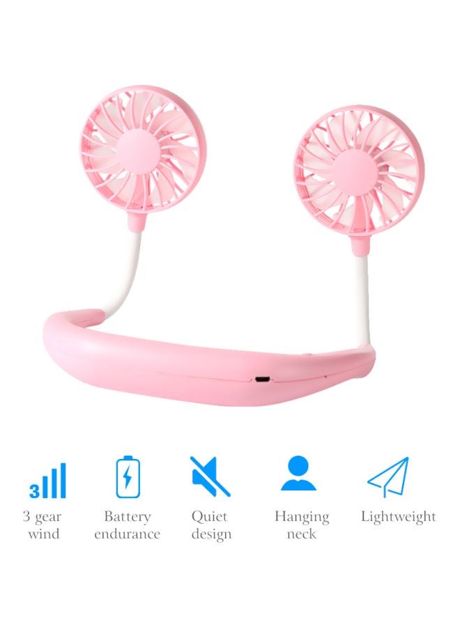 Portable Neck Fan HQD-192 Pink/White - Image 2