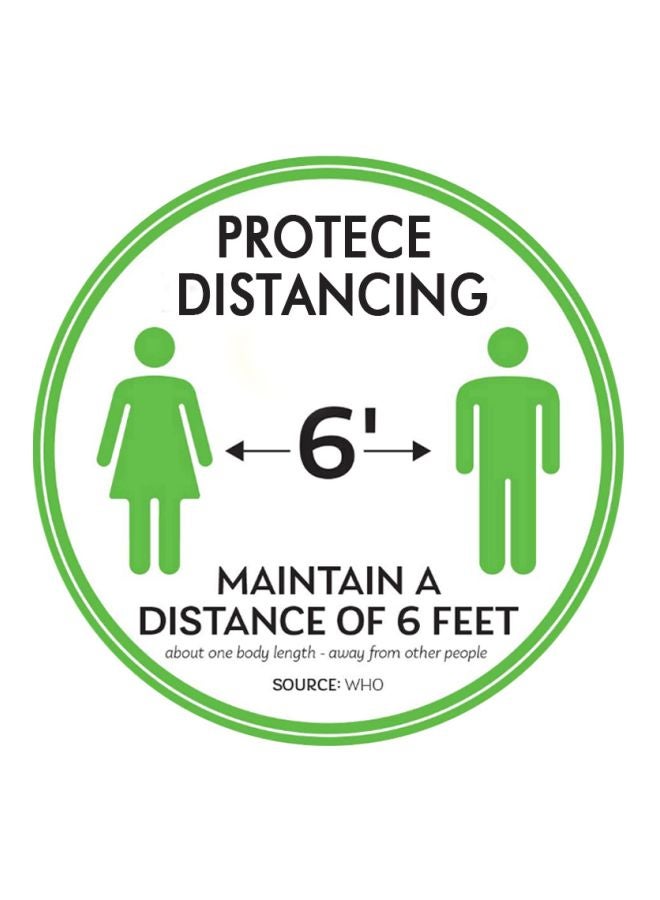 Protect Distancing Printed Floor Sign White/Green/Black 27.94cm - Image 1