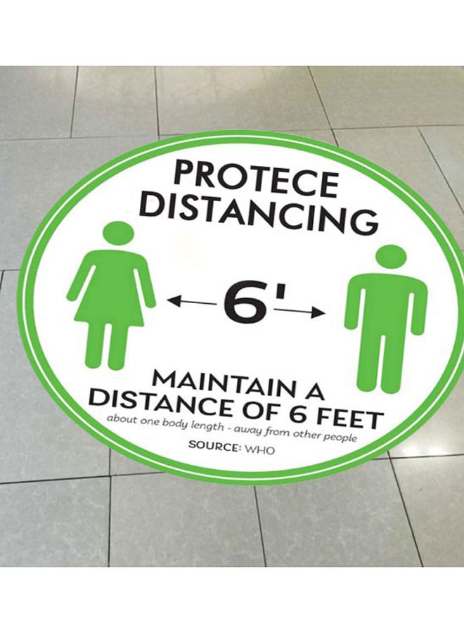 Protect Distancing Printed Floor Sign White/Green/Black 27.94cm - Image 2