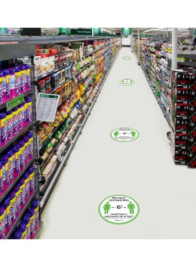 Protect Distancing Printed Floor Sign White/Green/Black 27.94cm - Image 3
