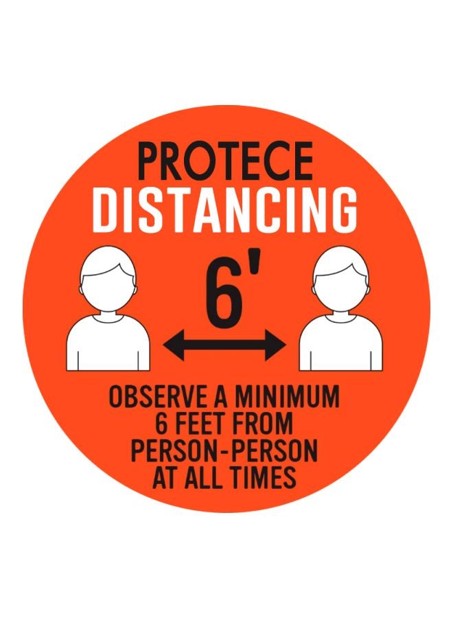 لافتة أرضية بطبعة عبارة Protect Distancing" البرتقالي/الأسود/ الأبيض 27.94سم  - Image 1