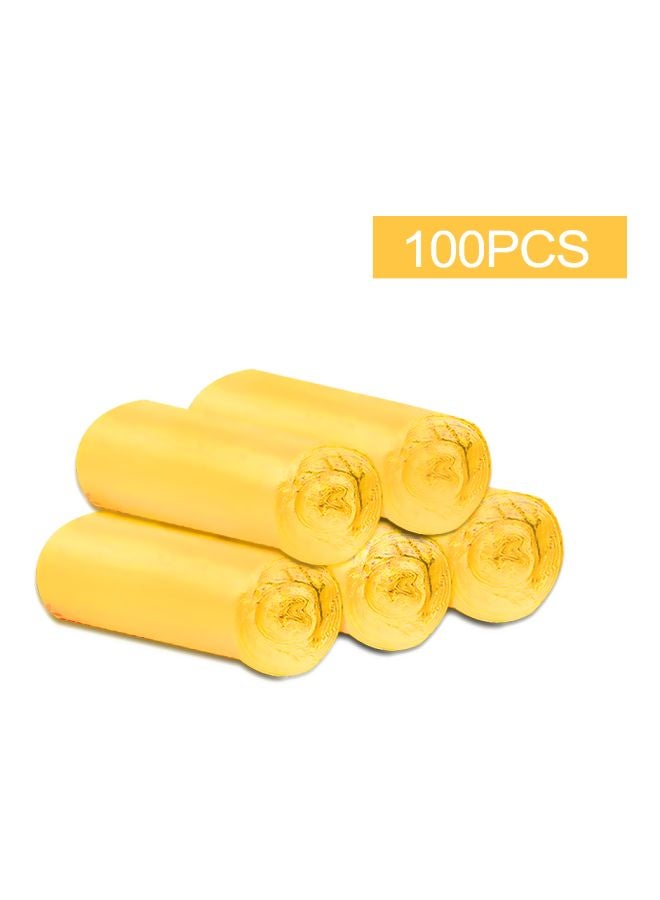 طقم أكياس قمامة للاستخدام مرة واحدة مكون من 100 قطعة أصفر 0.18كيلوجرام - Image 2