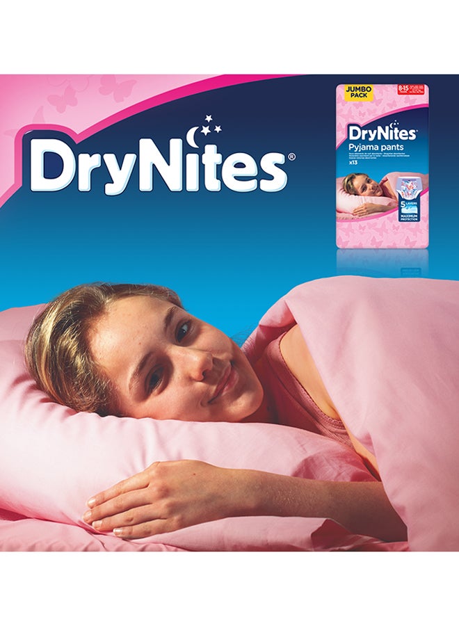 Huggies - DryNites Pyjama Pants, 8-15 years, Bed Wetting Diaper, Girls, 27-57 kg, Value Pack, 13 Pants - Image 1