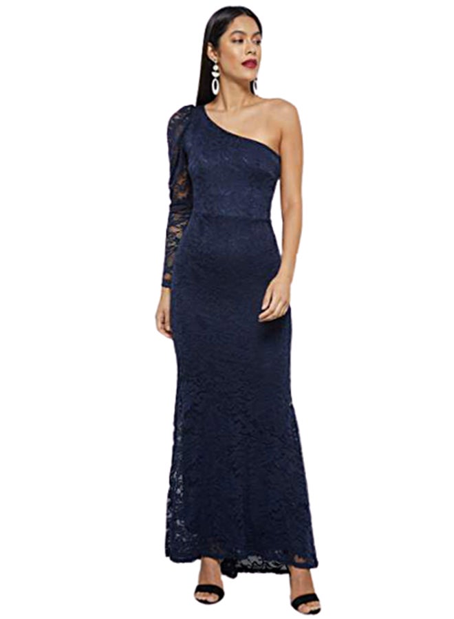 tfnc LONDON - One Shoulder Lace Dress Blue - Image 1