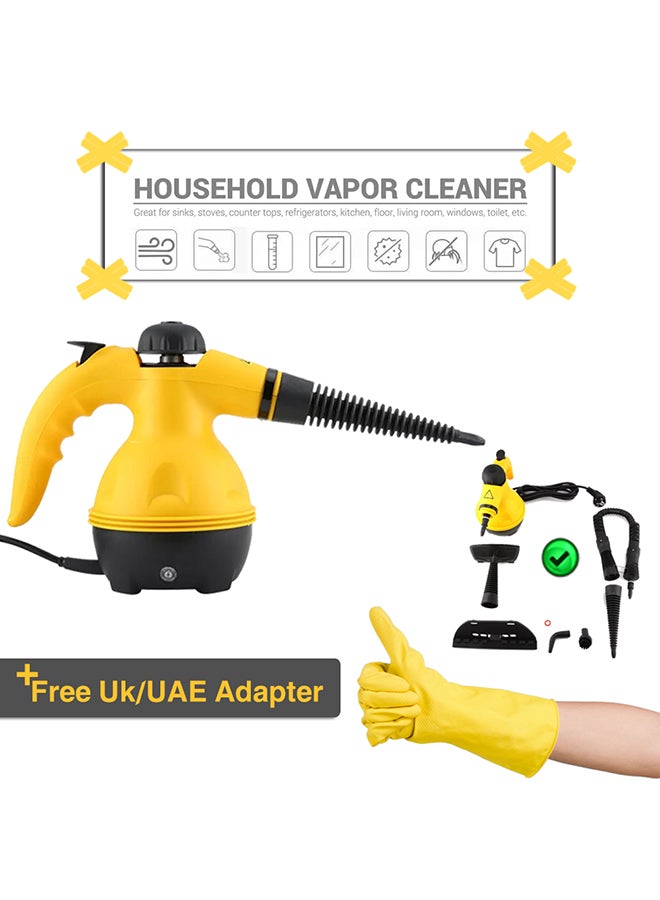 Generic - Steam Cleaner,Handheld Multi-Purpose Pressurized Steamer With 9 Accessories For Stain Removal Carpets Windows Curtains Floor Car Seats Yellow/Black/White - Image 1