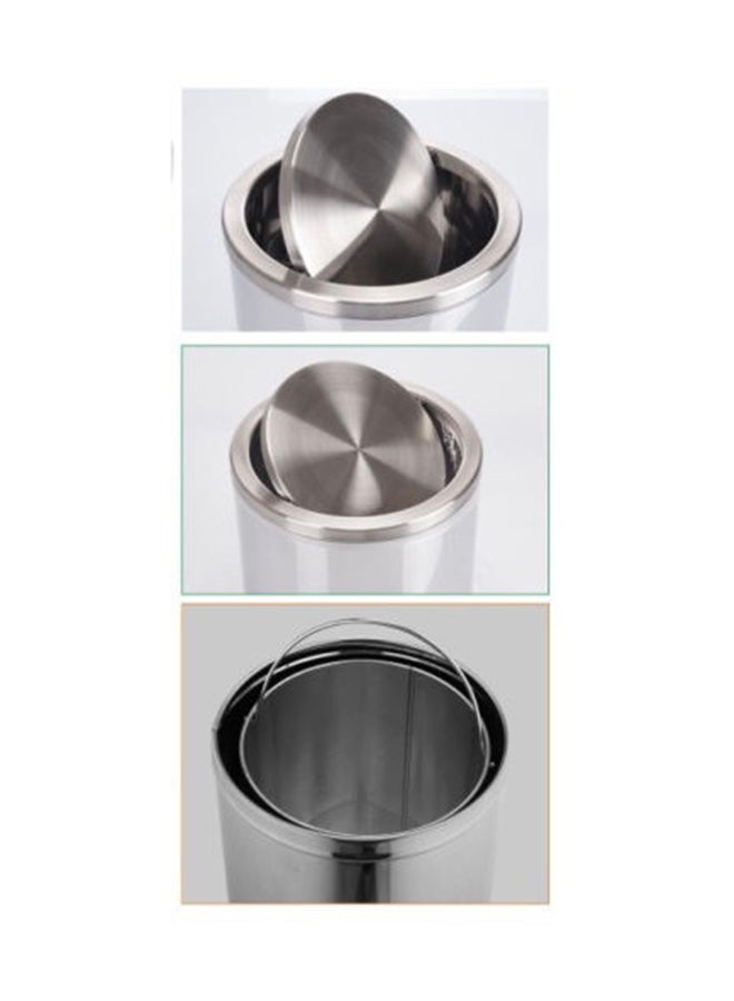 Home Time Portable Flip Top Trash Bin Silver/Black 26 x 60cm  - Image 2