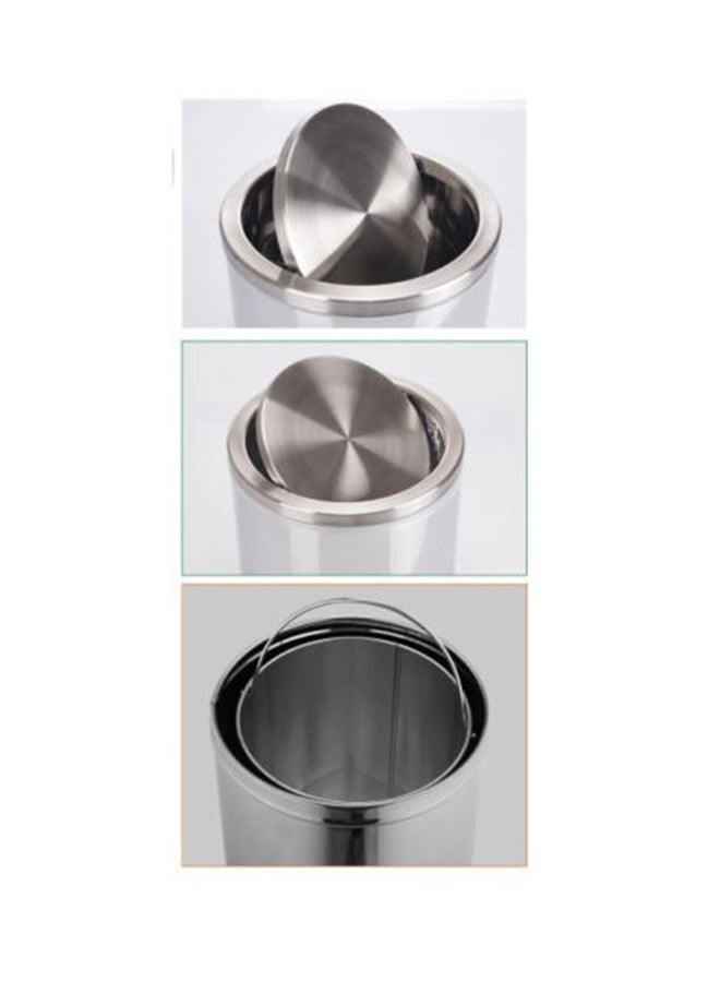 Home Time Portable Flip Top Trash Bin Silver/Black 30 x 64cm  - Image 2