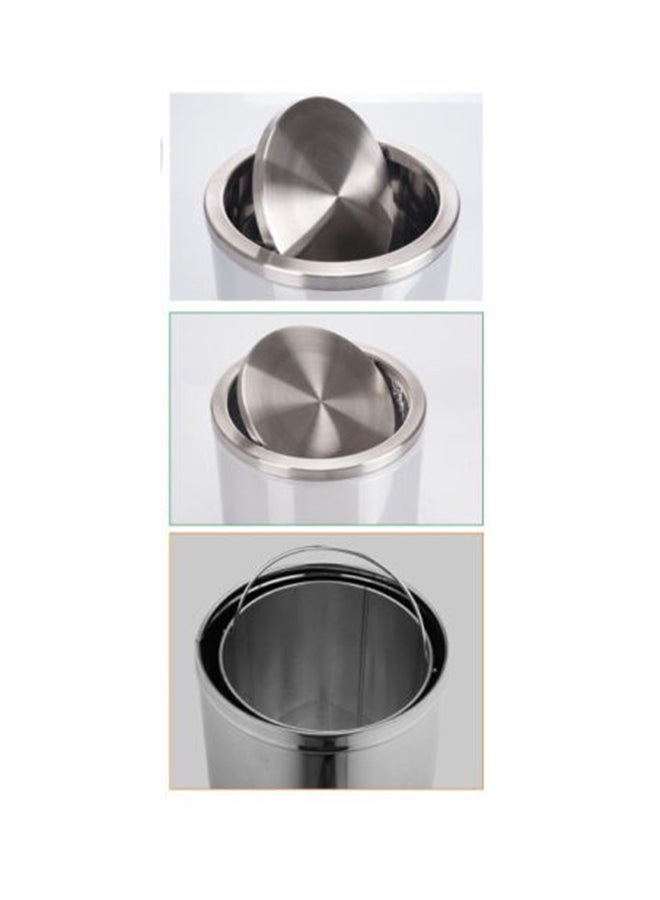 Home Time Portable Flip Top Trash Bin Silver/Black 39 x 72cm  - Image 2
