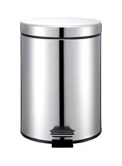Home Time Portable Trash Bin With Pedal Silver/Black 30 x 43cm  - Image 1