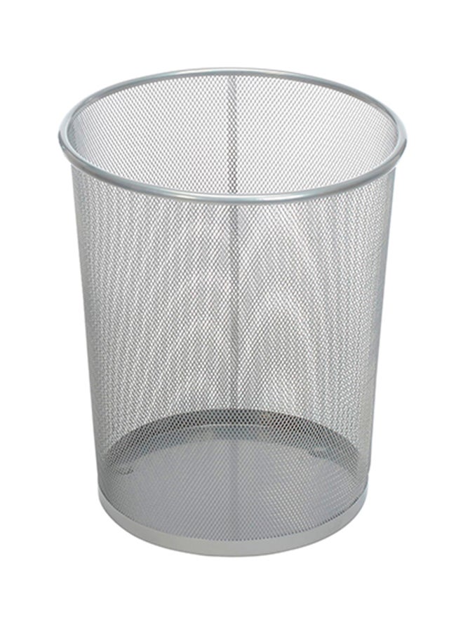 Home Time Portable Waste Paper Trash Can Basket Silver 17.5 x 23.5cm  - Image 1