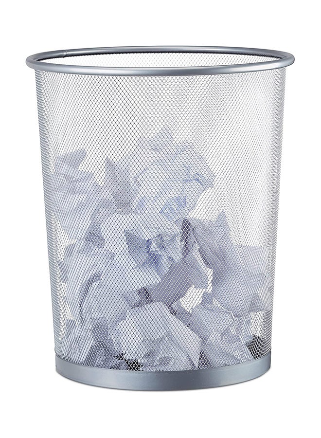 Home Time Portable Waste Paper Trash Can Basket Silver 17.5 x 23.5cm  - Image 3