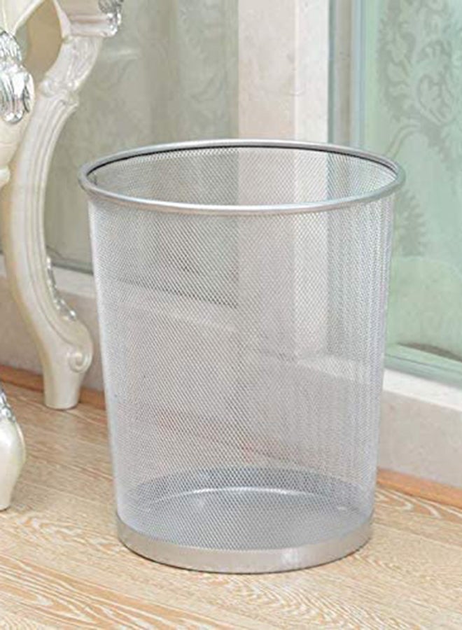 Home Time Portable Waste Paper Trash Can Basket Silver 23.5 x 29.5cm - Image 4