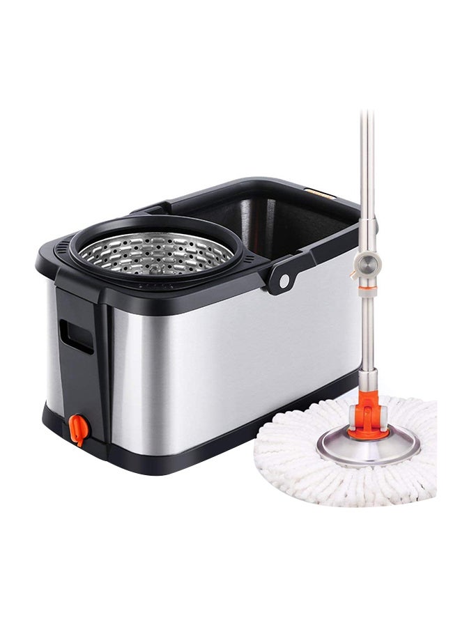 طقم ممسحة تنظيف دوّارة أسود/فضي 16لترات