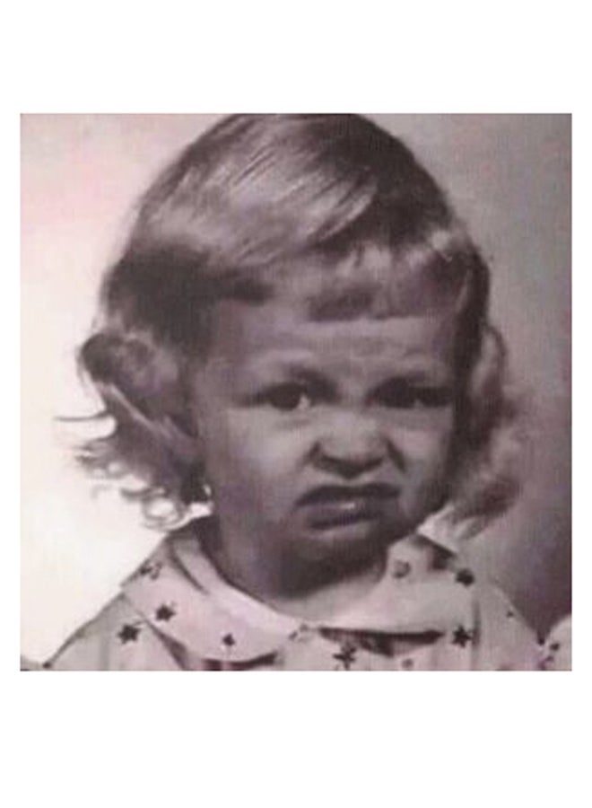 Girl Disgusted Hidden Frame Canvas Wall Painting Grey/White 50 x 50cm - Image 1
