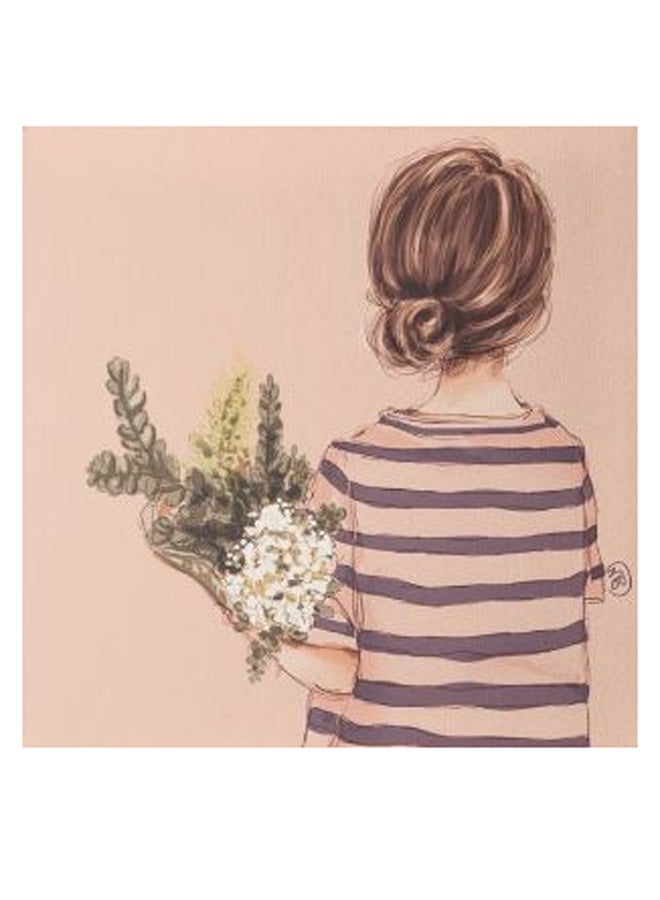 Girl Animation Hidden Frame Canvas Wall Painting Pink/Blue/Green 50 x 50cm - Image 1
