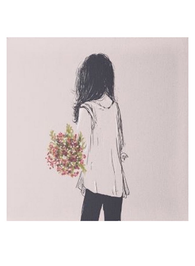 Girl Animation Hidden Frame Canvas Wall Painting Pink/Black/Green 50 x 50cm  - Image 1