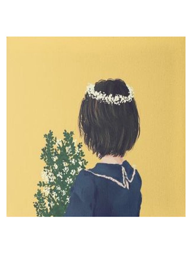 Girl Animation Hidden Frame Canvas Wall Painting Yellow/Blue/Green 50 x 50cm - Image 1