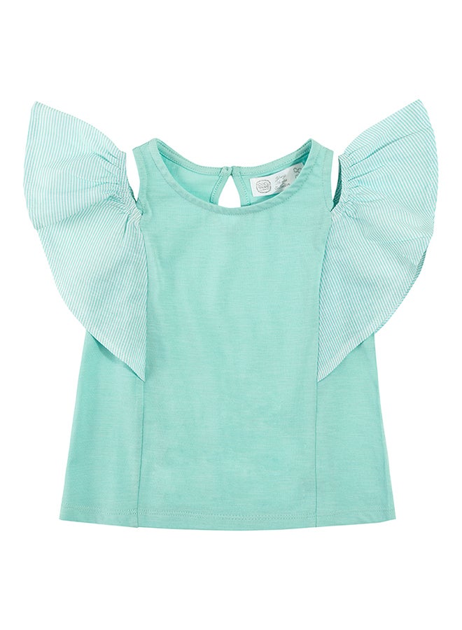 SMYK - Girls Cold Shoulder Ruffle Top Turquoise - Image 1